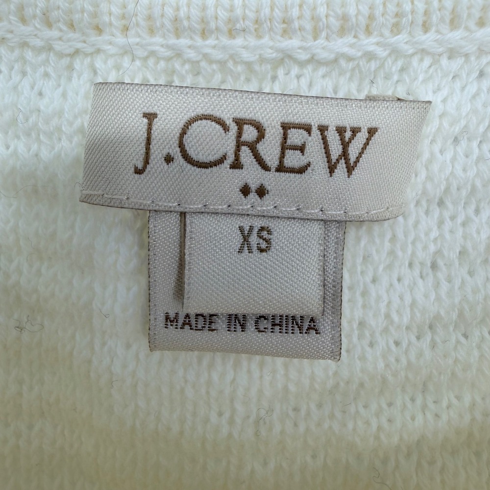 J. Crew Factory Knit Fringe Sweater-Tank Ivory Size XS Preppy Office Resortwear - Picture 5 of 8